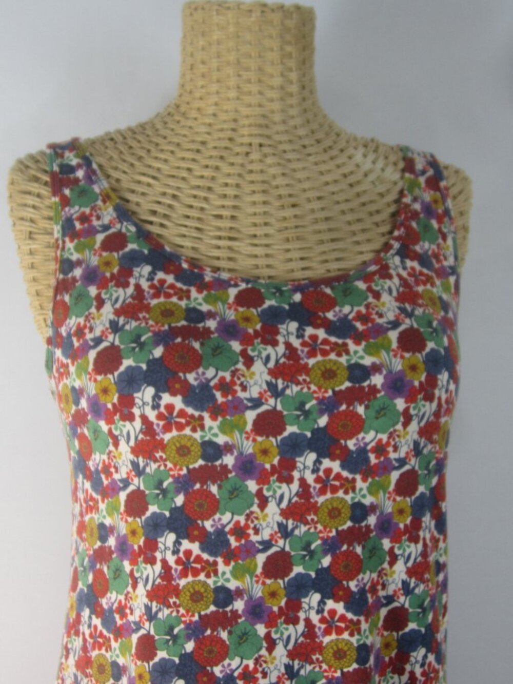 Uniqlo Women M Floral Sleeveless Cotton Blend Knit Maxi Dress Built in Bra